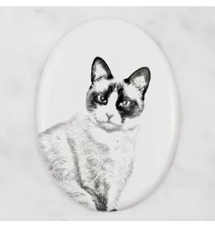 Schneeschuh-Katze - Gedenktafel mit einem Foto einer Katze, Grabplatte mit Druck, personalisierte ovale Platte der Marke Art-Dog