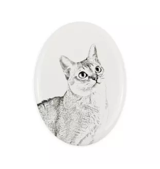 Singapura Katze - Gedenktafel mit einem Foto einer Katze, Grabplatte mit Druck, personalisierte ovale Platte der Marke Art-Dog