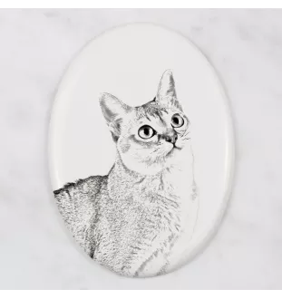 Singapura Katze - Gedenktafel mit einem Foto einer Katze, Grabplatte mit Druck, personalisierte ovale Platte der Marke Art-Dog