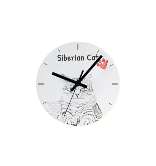 Siberian Cat - wall clock with a cat, shelf clock with a print, personalized home decoration from the Art-Dog brand