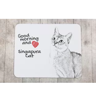 Chat Singapour - tapis de souris imprimé, tapis de souris personnalisé avec un chat, un gadget unique pour un employé de bureau de la marque Art-Dog