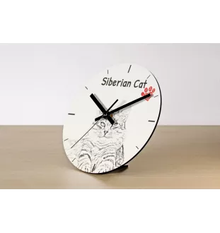 Siberian Cat - wall clock with a cat, shelf clock with a print, personalized home decoration from the Art-Dog brand