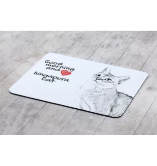 Chat Singapour - tapis de souris imprimé, tapis de souris personnalisé avec un chat, un gadget unique pour un employé de bureau de la marque Art-Dog