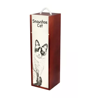 Chat Snowshoe - boîte à vin avec un chat, boîte à alcool avec une illustration, boîte personnalisée pour cadeau de la marque Art-Dog