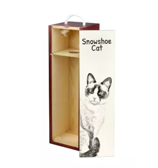 Chat Snowshoe - boîte à vin avec un chat, boîte à alcool avec une illustration, boîte personnalisée pour cadeau de la marque Art-Dog