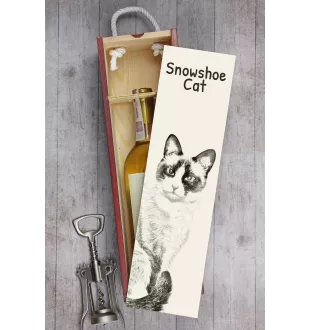 Chat Snowshoe - boîte à vin avec un chat, boîte à alcool avec une illustration, boîte personnalisée pour cadeau de la marque Art-Dog