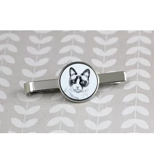 Snowshoe Cat - cat tie clip, personalized tie clip, unique gift for men from Art-Dog brand