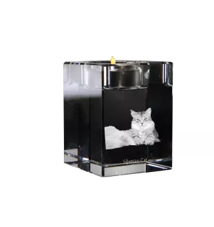Sibirische - Kerzenhalter mit Katzenfoto, Teelichthalter aus Kristall, personalisiertes Geschenk der Marke Art-Dog