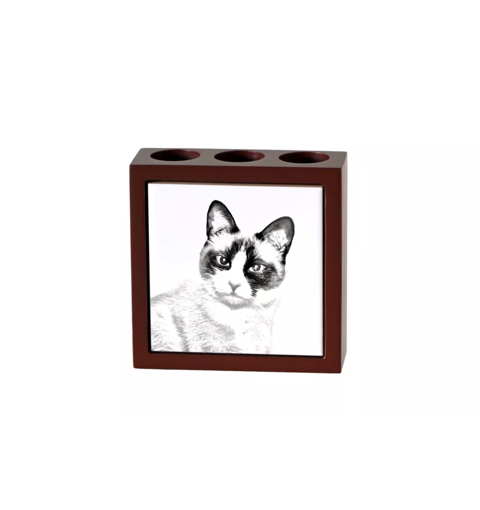 Chat Snowshoe - porte-stylo avec un chat, organiseur de bureau avec impression, décoration de bureau personnalisée de la marque Art-Dog