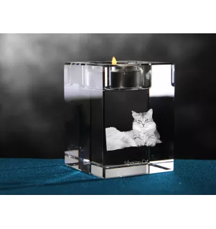 Sibérien - Bougeoir avec photo de chat, porte bougie en cristal, cadeau personnalisé par la marque Art-Dog