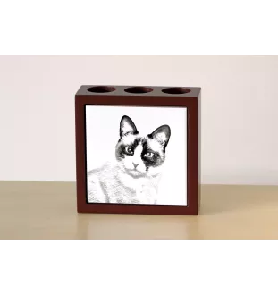 Chat Snowshoe - porte-stylo avec un chat, organiseur de bureau avec impression, décoration de bureau personnalisée de la marque Art-Dog