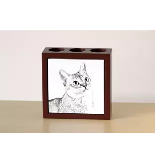 Chat Singapour - porte-stylo avec un chat, organiseur de bureau avec impression, décoration de bureau personnalisée de la marque Art-Dog