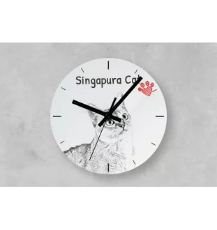 Chat Singapour - horloge murale avec un chat, horloge de table avec impression, décoration personnalisée de la maison de la marque Art-Dog