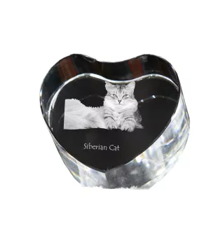 Sibirische Katze - Kristalluhr mit Katzenbild, Herzregal-Uhr, personalisierte Standuhr von Art-Dog.