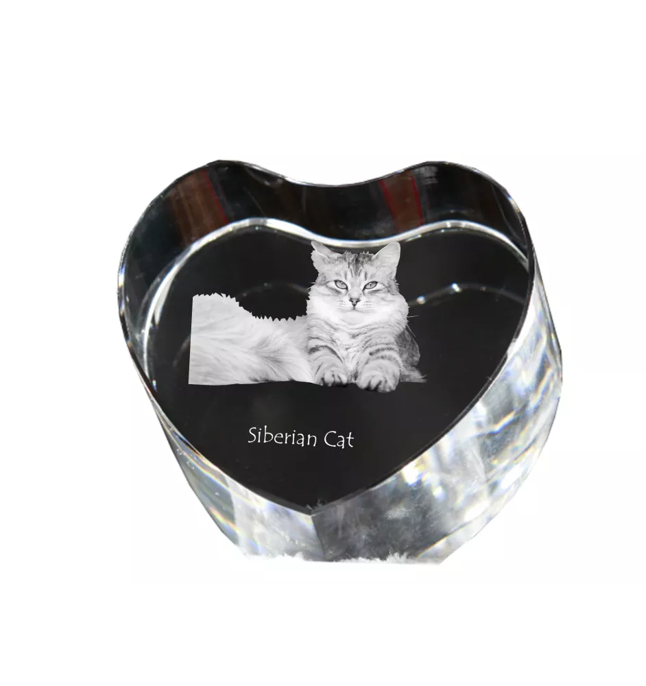 Sibirische Katze - Kristalluhr mit Katzenbild, Herzregal-Uhr, personalisierte Standuhr von Art-Dog.
