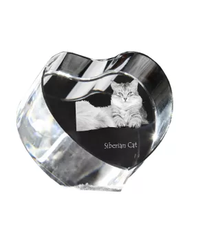 Sibirische Katze - Kristalluhr mit Katzenbild, Herzregal-Uhr, personalisierte Standuhr von Art-Dog.