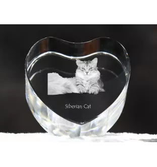 Sibirische Katze - Kristalluhr mit Katzenbild, Herzregal-Uhr, personalisierte Standuhr von Art-Dog.