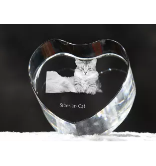 Sibirische Katze - Kristalluhr mit Katzenbild, Herzregal-Uhr, personalisierte Standuhr von Art-Dog.
