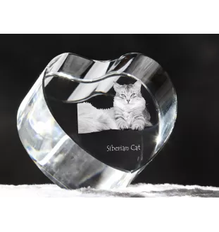 Sibirische Katze - Kristalluhr mit Katzenbild, Herzregal-Uhr, personalisierte Standuhr von Art-Dog.