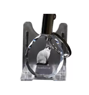 Chat Snowshoe - Fob with cat photo, crystal key ring in gift box, unique gift by Art-Dog brand