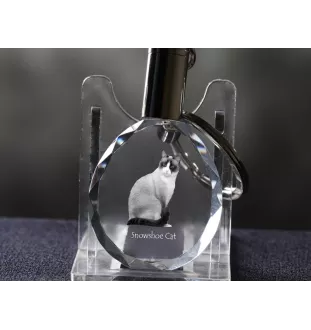 Chat Snowshoe - Fob with cat photo, crystal key ring in gift box, unique gift by Art-Dog brand