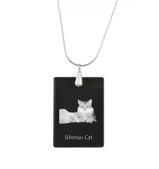 Chat de Sibérie - Crystal pendant with cat, silver necklace with photo, personalised pendant by Art-Dog brand
