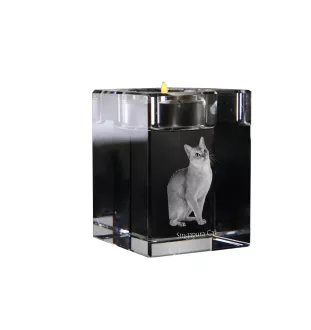 Singapura - Bougeoir avec photo de chat, porte bougie en cristal, cadeau personnalisé par la marque Art-Dog