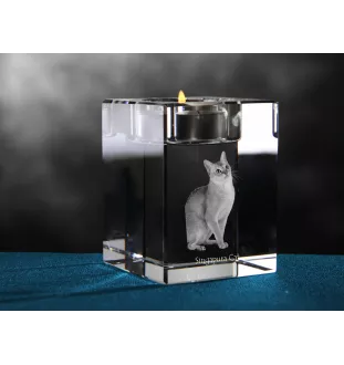 Singapura - Candle holder with cat photo, crystal tealight holder, personalised gift by Art-Dog brand