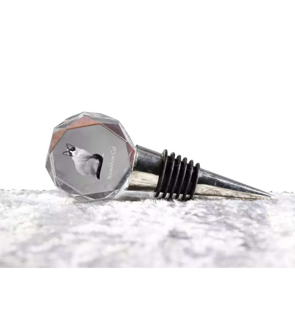 Chat Snowshoe - Bouchon de bouteille, bouchon de vin en cristal avec photo de chat, cadeau personnalisé pour barman par la marque Art-Dog