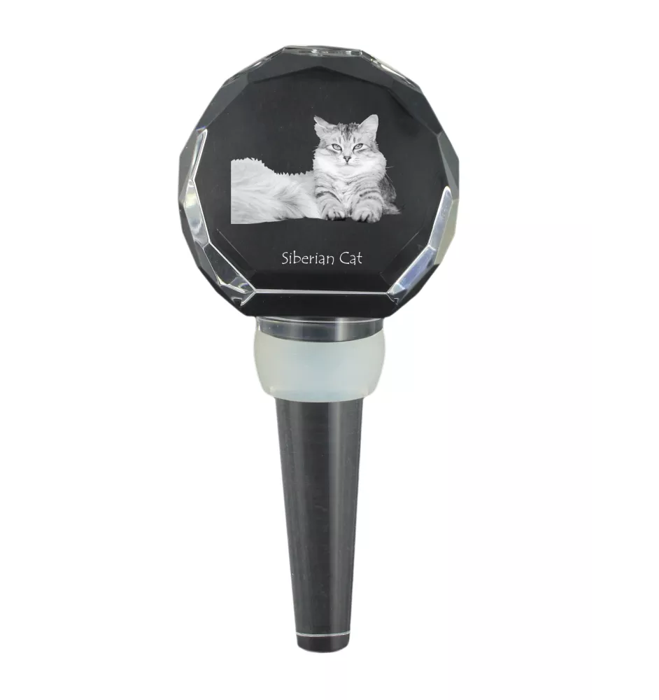 Siberian Cat - Crystal bottle stopper with cat, unique wine stopper with photo, personalised gift for sommelier by Art-Dog brand