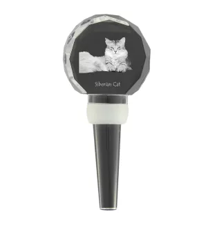 Siberian Cat - Crystal bottle stopper with cat, unique wine stopper with photo, personalised gift for sommelier by Art-Dog brand
