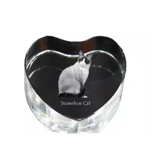 Schneeschuh-Katze - Kristalluhr mit Katzenbild, Herzregal-Uhr, personalisierte Standuhr von Art-Dog.
