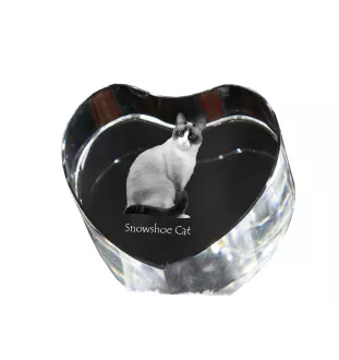 Schneeschuh-Katze - Kristalluhr mit Katzenbild, Herzregal-Uhr, personalisierte Standuhr von Art-Dog.
