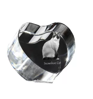 Schneeschuh-Katze - Kristalluhr mit Katzenbild, Herzregal-Uhr, personalisierte Standuhr von Art-Dog.