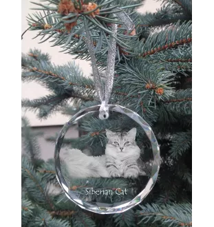 Sibirische Katze - Kristallkugel mit Foto, Katzenfoto im Kristall, personalisierter Weihnachtsbaumanhänger von Art-Dog.