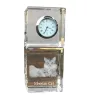 Siberian Cat - crystal clock with a photo, photo of a cat in crystal, personalized desk clock by Art-Dog brand