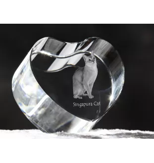 Singapura Katze - Kristalluhr mit Katzenbild, Herzregal-Uhr, personalisierte Standuhr von Art-Dog.