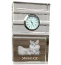 Siberian Cat - glass clock with a photo, photo of a cat in crystal, personalized standing office clock by Art-Dog brand