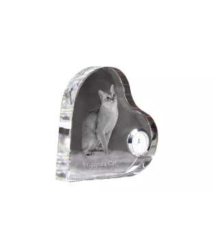 Singapura Katze - Kristalluhr mit Katzenbild, Herzregal-Uhr, personalisierte Standuhr von Art-Dog.