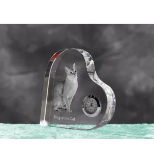 Singapura Katze - Kristalluhr mit Katzenbild, Herzregal-Uhr, personalisierte Standuhr von Art-Dog.