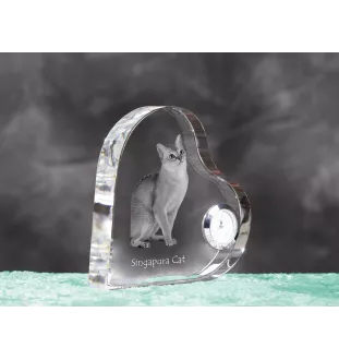 Singapura Katze - Kristalluhr mit Katzenbild, Herzregal-Uhr, personalisierte Standuhr von Art-Dog.