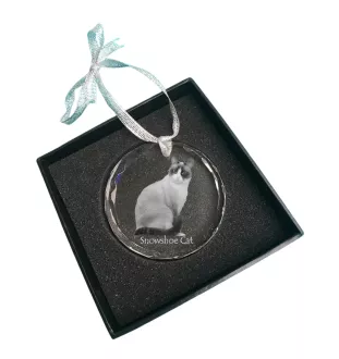 Snowshoe Cat - crystal bauble with a photo, photo of a cat in crystal, personalized Christmas tree ornament by Art-Dog brand