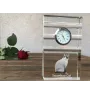 Snowshoe Cat - glass clock with a photo, photo of a cat in crystal, personalized standing office clock by Art-Dog brand