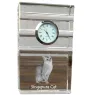 Singapura Cat - glass clock with a photo, photo of a cat in crystal, personalized standing office clock by Art-Dog brand