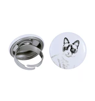 Chat Snowshoe - une bague unique, faite à la main, bijoux pour femmes de la marque Art-Dog