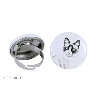 Chat Snowshoe - une bague unique, faite à la main, bijoux pour femmes de la marque Art-Dog