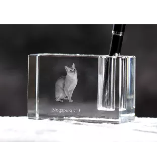 Singapura Katze - Stifthalter, Kristallorganizer mit Katzenfoto, einzigartige Schreibtischdekoration der Marke Art-Dog