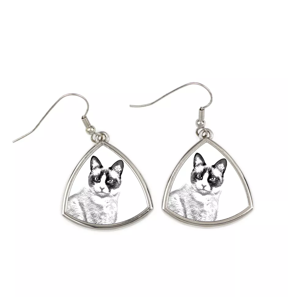 Chat Snowshoe - boucles d'oreilles avec un chat, boucles d'oreilles pendantes avec une image, bijoux personnalisés avec l'impression de la marque Art-Dog