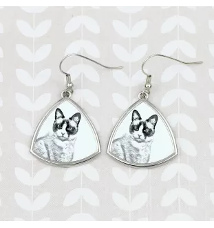 Snowshoe Cat - cat earrings, hanging earrings with a picture, personalized jewelry with Art-Dog brand print.