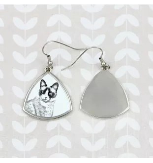 Chat Snowshoe - boucles d'oreilles avec un chat, boucles d'oreilles pendantes avec une image, bijoux personnalisés avec l'impression de la marque Art-Dog